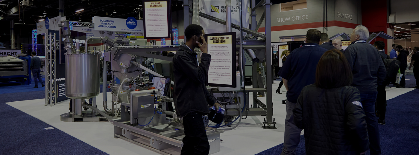 A view of powder & bulk booth displaying on show floor 