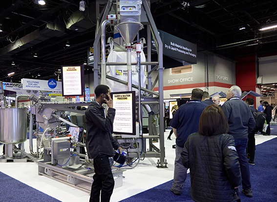 A view of powder & bulk booth displaying on show floor 