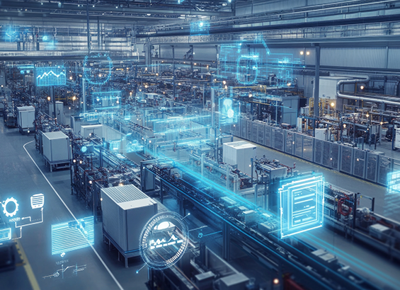 Smart Factory Innovation, showcasing IoT devices seamlessly integrated into production lines, optimizing efficiency, monitoring systems, and enhancing overall manufacturing processes