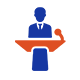 A conference speaker in a podium icon